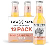 TWO KEYS Pink Grapefruit Soda 12 X 200ml - Premium Tonic Mixer | Low Calorie Perfect Paloma Mixer for Tequila, Mezcal, Gin, Vodka, Rum Cocktails | No Artificial Colours or Flavours