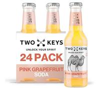 TWO KEYS Pink Grapefruit Soda 24 X 200ml - Premium Tonic Mixer | Low Calorie Perfect Paloma Mixer for Tequila, Mezcal, Gin, Vodka, Rum Cocktails | No Artificial Colours or Flavours