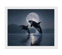 Two Killer Whales Moon Round Diamond Art Painting Kits