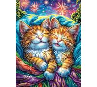Two Kittens Napping in A Knit Blanket 500 Piece Pack Classic Jigsaw Puzzle Wildlife Pet Couple Puzzle Partners Ultra Difficult Wall Decor Easter New Year Paperboard Material 500 PCS