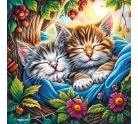 Two Kittens Sleeping Together 100 Pcs Jigsaw Puzzles Puzzles for Adults Teens Fun Family Game Team Building Stress Reducing Autumn Eco Friendly Cardboard 28x28cm