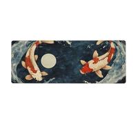 Two Koi Carp On The Lake Surface Mouse Pad In Big Extended Non-Slip Rubber Base Mousepad With Stitched Edges Gaming Pc Desktop Large Mouse Pad 11.8x31.5
