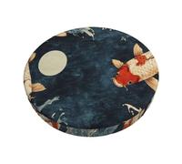 Two Koi Carp On The Lake Surface Print Round Bar Chair Cushion Cover Stool Slipcover, Soft Bar Stool Seat Cover For Home Kitchen Dining Cafe Office 14 Inch