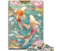 Two Koi Carps 1000 Piece Jigsaw Puzzles for Teenagers,Family Game Stress Reliever Difficult Challenge Artists Collection,Fine Art (38x52cm)