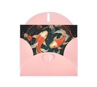 Two koi carps Pink Patterns greeting card 6x4 inches with envelope, covering birthdays, weddings and other occasions