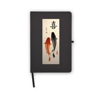 Two Koi Fish Swimming Symbol Happiness Notebook, Blank Pages, Faux Leather Cover, Planner, Journal, Workbook