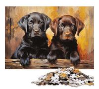 Two Labrador Retriever Puzzle Jigsaws 500 Pieces for Adults Wooden Puzzles Family Fun Jigsaws Puzzles 500pcs (52x38cm)