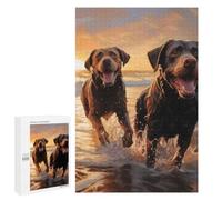 Two Labradors on The Beach Jigsaw Puzzle, 1000 PCS, Relaxing Activity for Adults, A Creative Way to Unwind after A Busy Day, for Family Fun