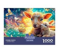 Two Lambs, Doves And Ship in A Colorful Landscape 1000 Piece Jigsaw Puzzle Dream Sheep Great Gift for Elders, Seniors, Adults & Kids 52x38cm/1000pcs