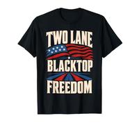 Two Lane Blacktop Freedom Flag Patriotic Road T-Shirt