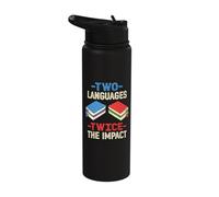 Two Languages Twice the Impact - Dual Language Teacher Stainless Steel Insulated Water Bottle