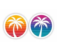 Two Large 10cm Tropical Palm Tree Vinyl Stickers/Suitable for Any Smooth Surface - Suitcase Cars Windows Walls Laptops etc/Gloss Finish Wipeable and Removable/Indoor or Outdoor Use / /