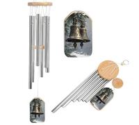 Two Large Bells in The Winter Snow Wind Chimes Memorial Deep Tone Windchime with 6 Aluminum Tubes Outdoor Backyard Garden Decoration