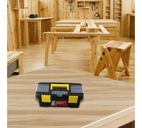 Two Layer 10 Inch Plastic Toolbox with Embedded Handle and Four Locking Latches Suitable for Storing Various Tools and Components (No inner layer)