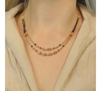 Two layer Gold Beaded Indian Traditional Mangalsutra Necklace The Colourful Aura Black One Size