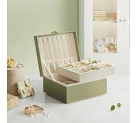 Two Layer Jewellery Box with Handle and Removable Tray SONGMICS Light Green One Size