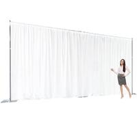 Two Layers Backdrop Made with One Piece Chiffon Tulle & Polyester for Professional Extra Wide Blackout Curtains (White, 25 x 10 ft)