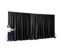Two Layers Backdrop Made with One Piece Chiffon Tulle & Polyester. Use as Extra Wide Blackout Curtains, Stage Curtains or Garage Divider Curtain. Black, 20x10FT