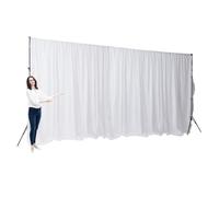 Two Layers Backdrop Made with One Piece Chiffon Tulle & Polyester. Use as Extra Wide Blackout Curtains, Stage Curtains or Garage Divider Curtain. White, 20x10FT