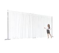 Two Layers Backdrop Made with One Piece Chiffon Tulle & Polyester. Use as Extra Wide Blackout Curtains, Stage Curtains or Garage Divider Curtain. White, 20x10FT
