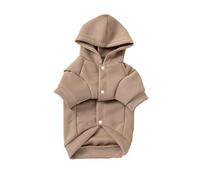 Two-legged pet autumn/winter outfit with buttons for easy on and off, hooded for wind protection, suitable for both walking and home use.(Brown,XL)