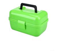 Two Level Fishing Tackle Container for For MINI Lures with 6 Upper Compartments and Flexible Lower Zone, 180 Degree Opening, Thickened PP Construction (Green)