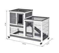 Two Level Rabbit Hutch - Grey & White - PawHut | TJ Hughes