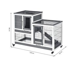 Two Level Rabbit Hutch - Grey & White - PawHut | TJ Hughes