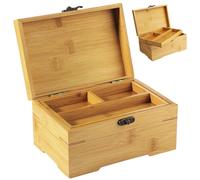 Two-Level Vintage Jewelry Organizer, Bamboo Trinket Box For Storage - Perfect For Treasures