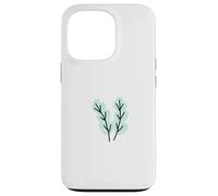 Two Light Blue Leaves Drawing Fun Lines Case for iPhone 13 Pro