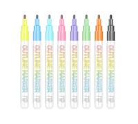 Two-line Creative Outline Pen Two-Color lace Color Marker Pen -8-Color Suit (Silver Wire)