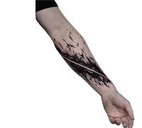Two lines hand black arm abstract juice sticker, herbal tattoo sticker, semi-permanent non-reflective, waterproof and long-lasting, fake tattoos