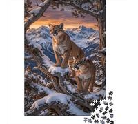 Two Lions 1000 Piece Puzzle Snowy Mountains for Relaxation First-Time Jigsaw Users Memory Improvement Small Gift Idea 38x26cm/1000pcs