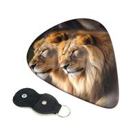 Two Lions 6 Pack Guitar Picks With Holder, Personalized Guitar Plectrums Non-Slip Portable Ukulele Bass Picks 0.46mm For Acoustic Guitar Lovers Gifts