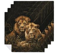 Two Lions Cloth Napkins 18 X 18 Inch, 4 PCS Polyester Napkins, Soft & Absorbent Cloth Dinner Napkin for Wedding, Party, Restaurant, Elegant Table Decor