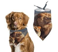 Two Lions Dog Bandanas Cute Soft Cotton Puppy Scarves Washable Daily Summer Durable Triangle Reversible Bibs Suitable for Small Medium Large Dogs and Cats