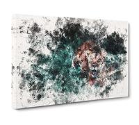Two Lions In The Shadows Watercolour Canvas Print | Gallery Wrapped 30mm Frame Wall Art | 30x20 inches | Ready to Hang | Modern Animal Picture | Living Room Bedroom Lounge Office