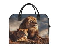 Two Lions Laptop Tote Bag Casual Travel Handbag Multi Pocket Shoulder Bags for Work Travel