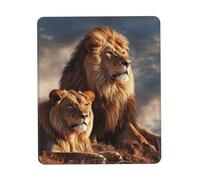 Two Lions Mouse Pad Waterproof Non-Slip Rubber Base Mousepads Smooth Gaming Mouse Pads with Stitched Edge Computer Mouse Mat for Home Office Decor Desk Accessories 7 X 8.6 in