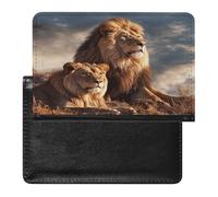 Two Lions Passport Holder Cover Passport Cover Protector Essentials with Credit Card Slots Slim Travel Wallet Covers Documents Organizer Protector for Man&Women