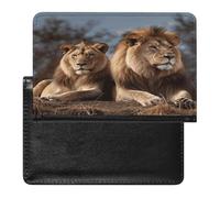 Two Lions Passport Holder Passport Wallet Document Organizer Protector PU Leather Card Slot Travel Accessories