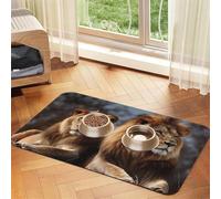 Two Lions Pet Feeding Mat Absorbent Pu Leather Dog Cat Food Mats Contain Spills Protects Floors, Anti-Slip Rubber Backing Dog Bowl Mats Easy Clean Pet Placemats 40x60cm