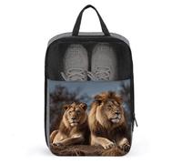 Two Lions Shoe Bags Foldable Breathable Portable Shoe Puches Organizer Stylish Expandable Packing Travel Shoes Bags for Sneakers Gym Luggage Closet