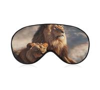 Two Lions Sleep Mask Comfort Travel Eye Masks with Adjustable Elastic Strap Soft Funny Block Light Sleep Eye Cover for Side Sleeper for Nap Men Women Gift
