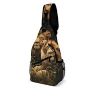 Two Lions Sling Bag for Women Men Sports Chest Bag Travel Fanny Pack Crossbody Backpack, Two Lions, 38x20cm