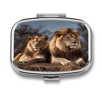 Two Lions Square Pill Box Portable Daily Medicine Organizer Small Travel Pill Case Storage Container Waterproof Dustproof Daily Vitamin Medication Organizer Case for Travel Home Use