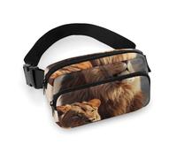 Two Lions Waist Bag Fashion Fanny Bag with Adjustable Strap for Outdoor Workout Cycling Unisex, white, 20x13cm, Waist Bag