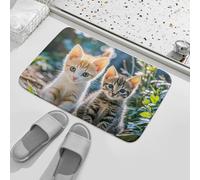 Two Little Cats Floor Mats Absorbent Entrance Rugs Soft Entry Rug For Bathroom Decor Inside 60X40Cm