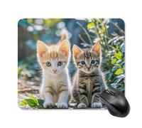 Two Little Cats Mouse Pad Square Laptop Mouse Mat Cute Computer Mousepad Keyboard Pad Non-Slip Desk Pads for Gaming Office Work Home 25 * 30cm