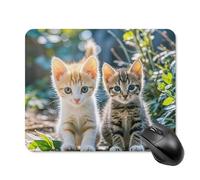 Two Little Cats Mouse Pad Square Laptop Mouse Mat Cute Computer Mousepad Keyboard Pad Non-Slip Desk Pads for Gaming Office Work Home 20 * 25cm